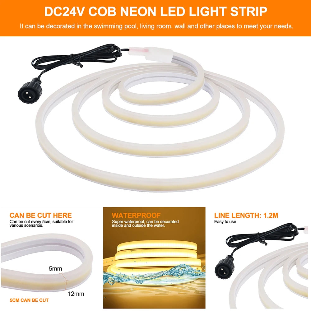24V LED Neon Light Strip Solar Waterproof | Auravolts