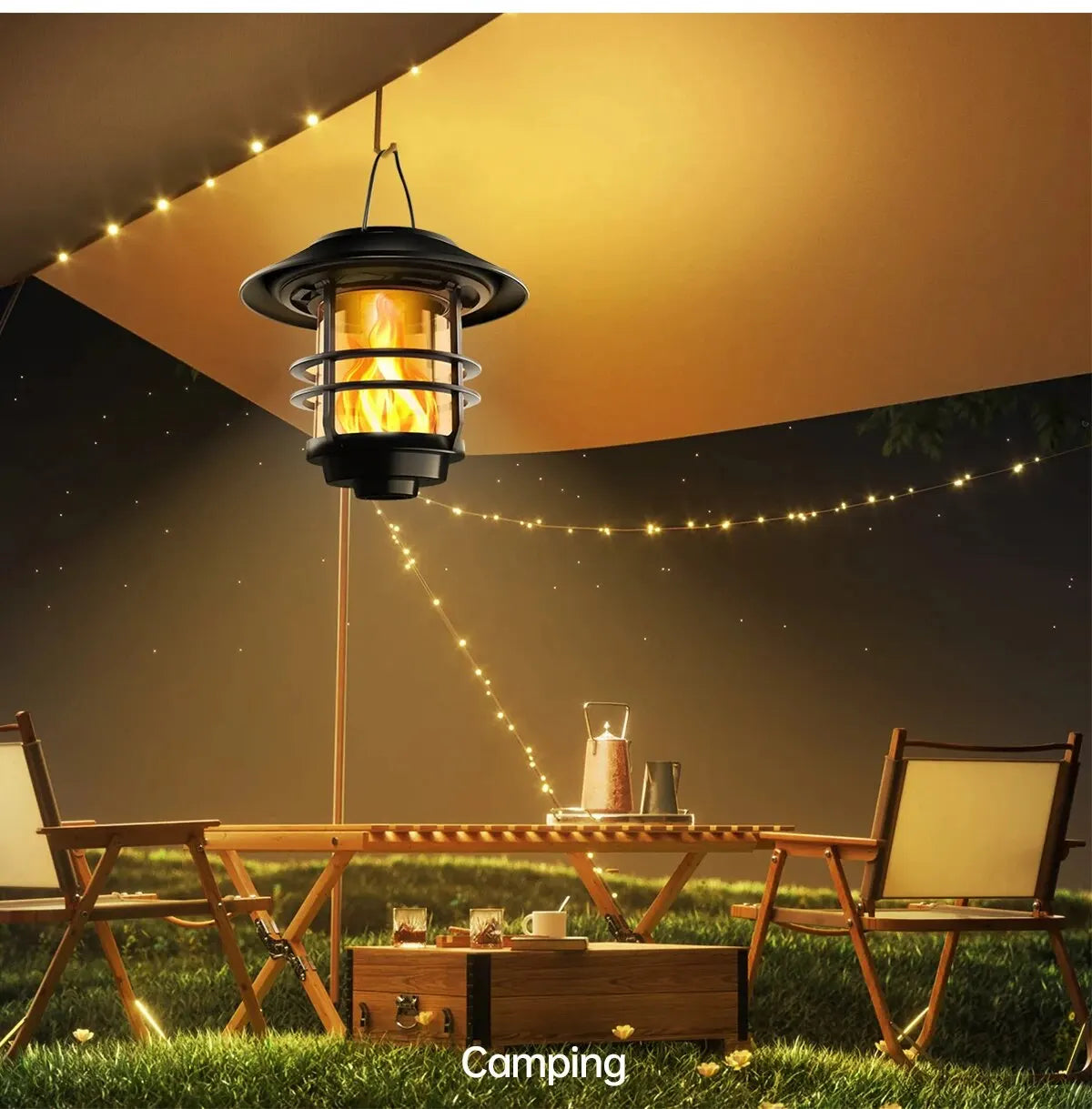 Solar Lantern with Flickering Flame Effect Waterproof | Auravolts
