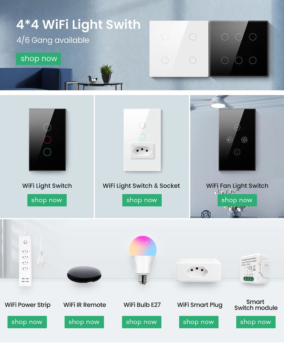 Smart WiFi Light Switch with Touch Control for Home Automation | Auravolts