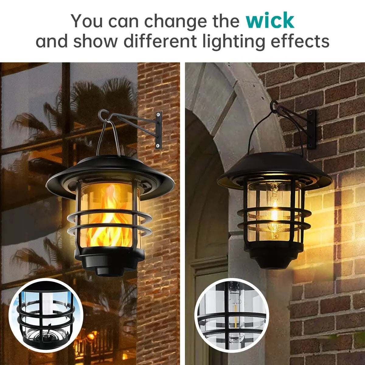 Solar Lantern with Flickering Flame Effect Waterproof | Auravolts