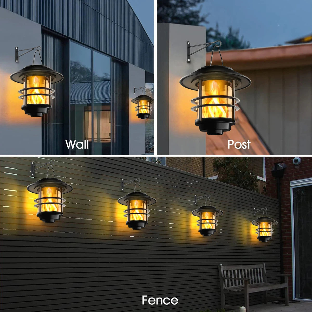 Solar Lantern with Flickering Flame Effect Waterproof | Auravolts