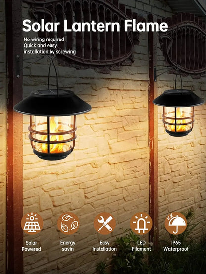 Solar Lantern with Flickering Flame Effect Waterproof | Auravolts