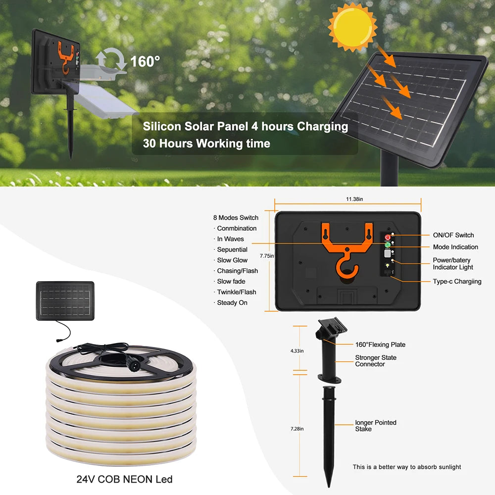 24V LED Neon Light Strip Solar Waterproof | Auravolts