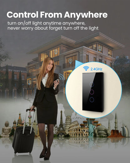 Smart WiFi Light Switch with Touch Control for Home Automation | Auravolts