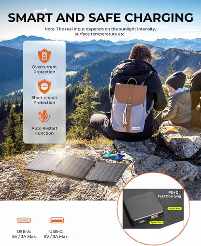 Portable Flexible Solar Panel Charger 2000W DC/USB | Auravolts