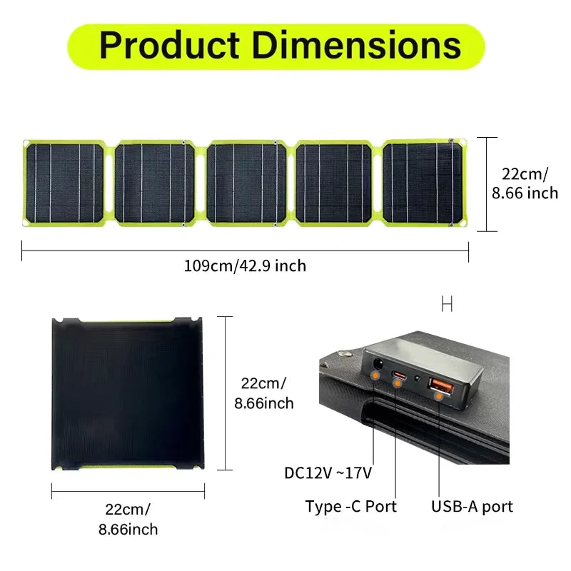 Portable Flexible Solar Panel Charger 2000W DC/USB | Auravolts