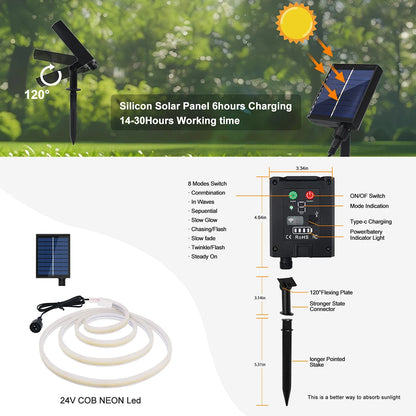 24V LED Neon Light Strip Solar Waterproof | Auravolts